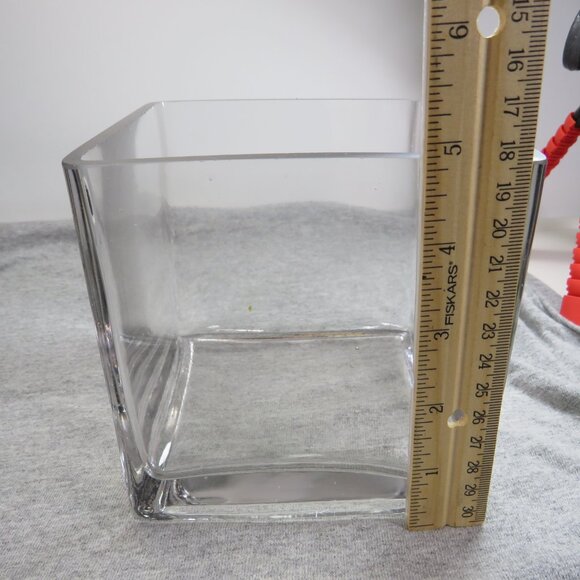 REAL Sea Shells & thick glass square vase 5" tall & wide OVER 4 POUNDS - Picture 16 of 16